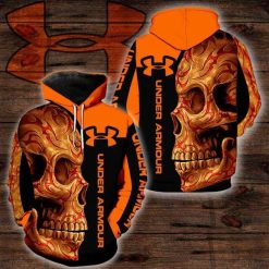 Under Armour Sugar Skull Orange All Over Printed 3D Hoodie Sweatshirt - cd050615f596