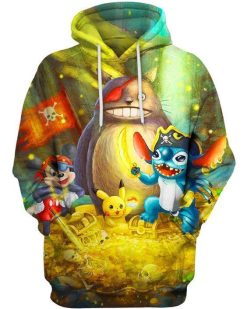 Pirates Totoro Mickey Pikachu Stitch Pullover And Zip Pered Hoodies Custom 3D Graphic Printed 3D Hoodie All Over Print Hoodie For Men For Women - 07c4c1dd0ca3