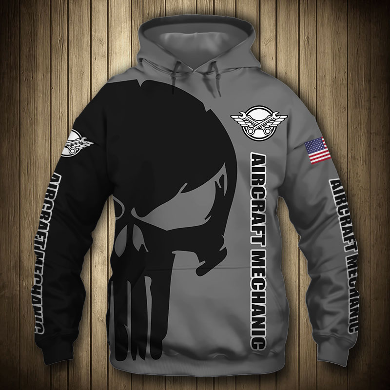 Aircraft Mechanic Punisher Skull US Flag Grey Black 3D Printed Hoodie/Zipper Hoodie - 56efad403d7b Aircraft Mechanic Punisher Skull US Flag Grey Black 3D Printed Hoodie/Zipper Hoodie - 56efad403d7b