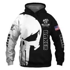 Baker Punisher Skull US Flag Black White 3D Printed Hoodie/Zipper Hoodie - d736eeff572f