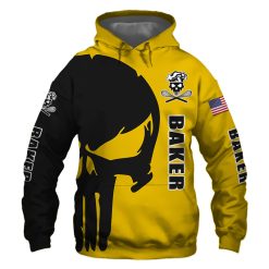Baker Punisher Skull US Flag Black Yellow 3D Printed Hoodie/Zipper Hoodie - 95b5735a59cf