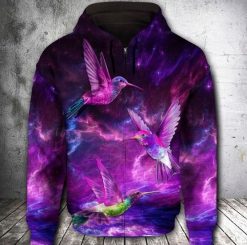 Hummingbird Purple 3D Printed Hoodie/Zipper Hoodie - f80e7db21b1d