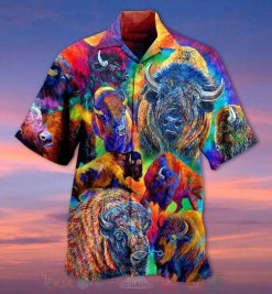 Amazing Colorful Farm Cows Short Sleeve Hawaiian Shirt