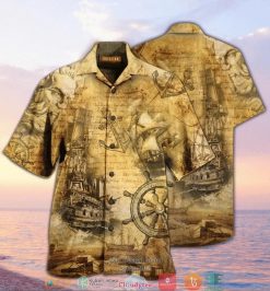 Amazing Sailing Ship Into The Sea To Find Your Soul Short Sleeve Hawaiian Shirt