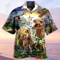 Angry Dinosaur Lost In Jurassic Park Dinosaur Theme Hawaiian Shirt
