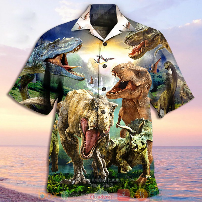 Angry Dinosaur Lost In Jurassic Park Dinosaur Theme Hawaiian Shirt Angry Dinosaur Lost In Jurassic Park Dinosaur Theme Hawaiian Shirt