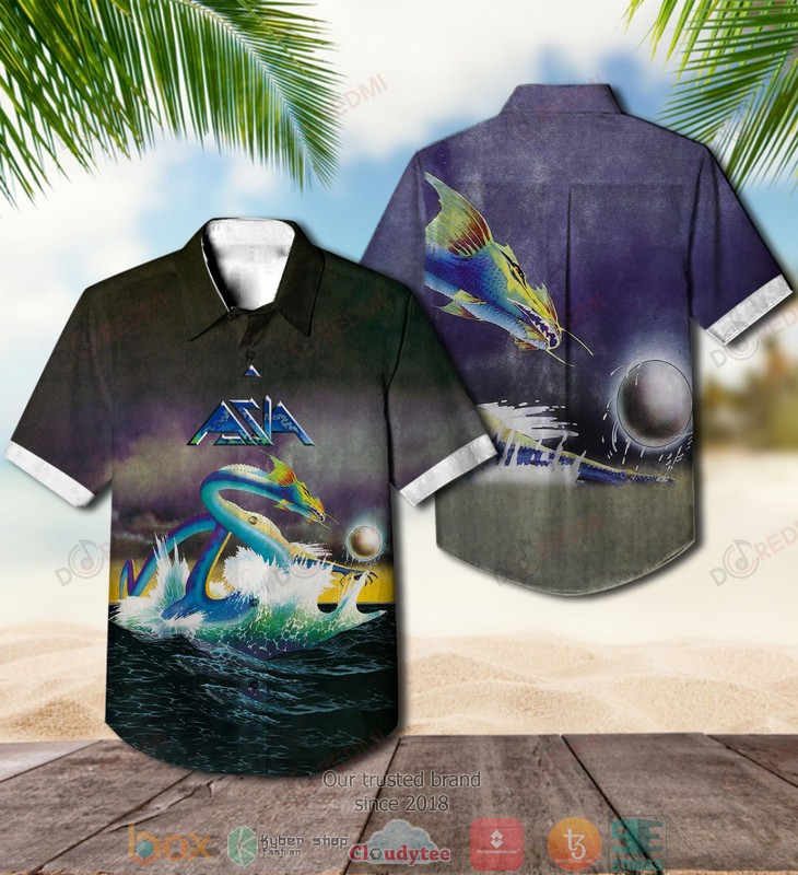 Asia Band Asia 1982 Short Sleeve Hawaiian Shirt Asia Band Asia 1982 Short Sleeve Hawaiian Shirt