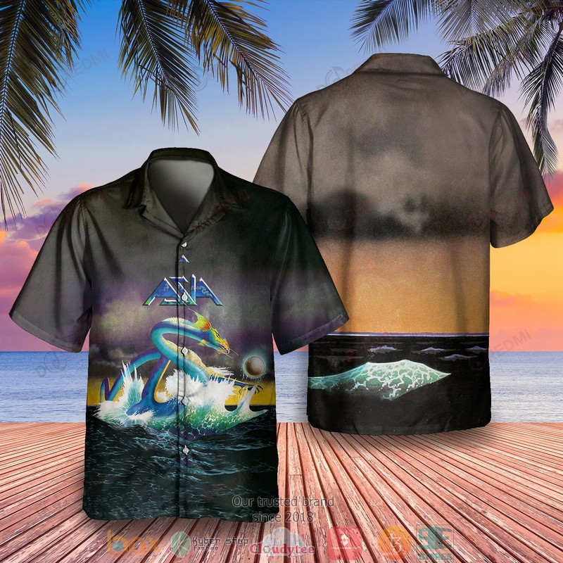 Asia Band Asia Album Black Hawaiian Shirt Asia Band Asia Album Black Hawaiian Shirt