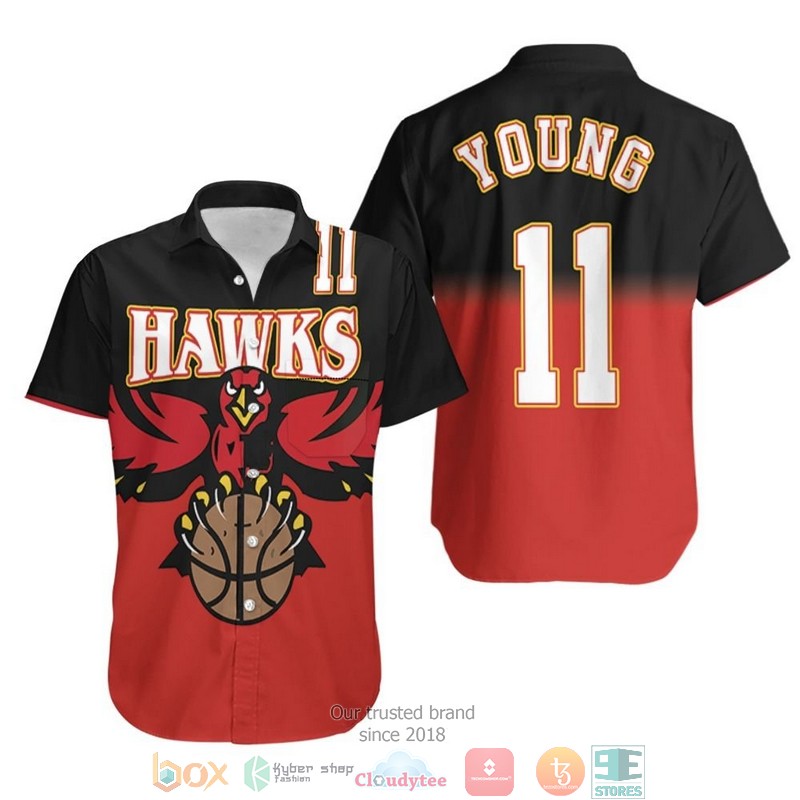 Atlanta Hawks Trae Young 11 Black And Red Jersey Inspired Style Hawaiian Shirt Atlanta Hawks Trae Young 11 Black And Red Jersey Inspired Style Hawaiian Shirt