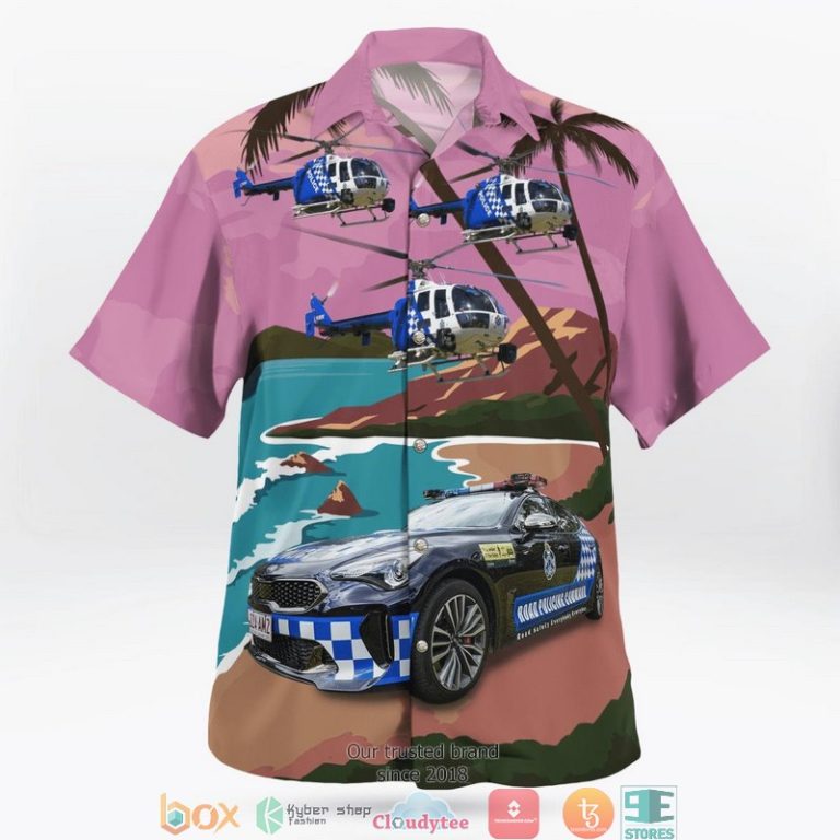 Australia-Queensland-Police-Service-Highway-Patrol-And-Polair-2-Helicopter-3D-Hawaii-Shirt-1