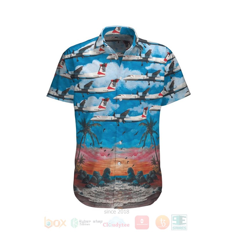 Austrian Airlines Bombardier Dhc 8 402 Q400 Hawaiian Shirt 2 Austrian Airlines Bombardier Dhc 8 402 Q400 Hawaiian Shirt 2