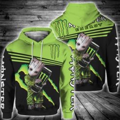 Baby Groot Hug Monster Energy 3D Printed Hoodie/Zipper Hoodie - 11780900ce57