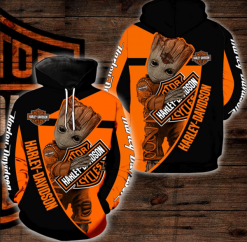 Baby Groot With Moto Harley Davidson Cycles 3D Printed Hoodie/Zipper Hoodie - 64b0a39167f2