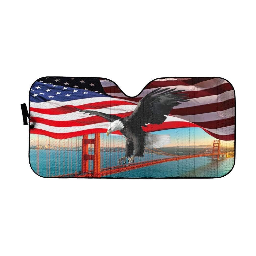 Bald Eagle Golden Gate Car Auto Sun Shade Bald Eagle Golden Gate Car Auto Sun Shade