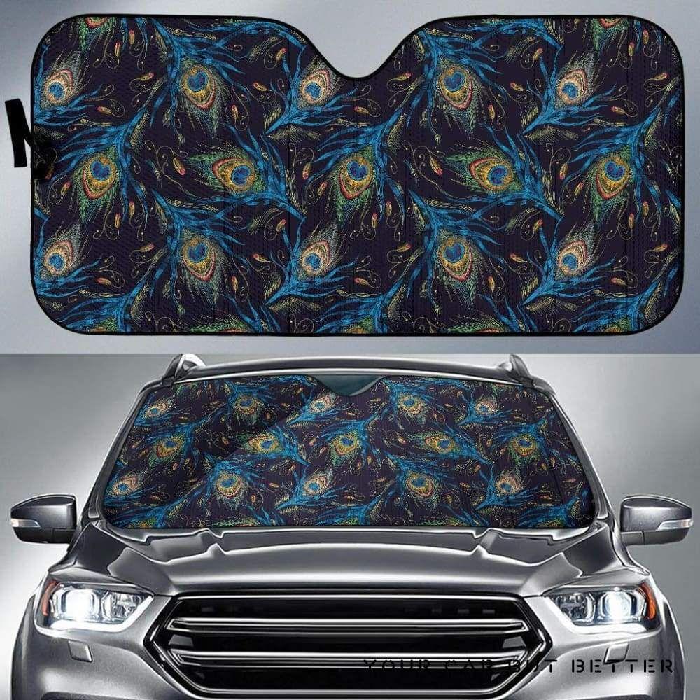 Beautiful Peacock Feather Pattern Car Auto Sun Shade Beautiful Peacock Feather Pattern Car Auto Sun Shade