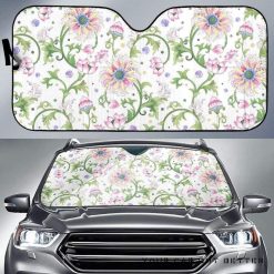 Beautiful Pink Lotus Waterlily Leaves Pattern Car Auto Sun Shade