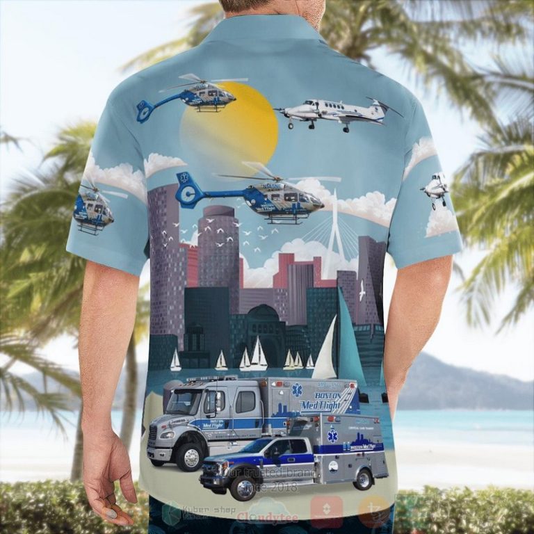 Bedford-Massachusetts-Boston-Medflight-Ambulance-And-Helicoptes-Hawaiian-Shirt-1