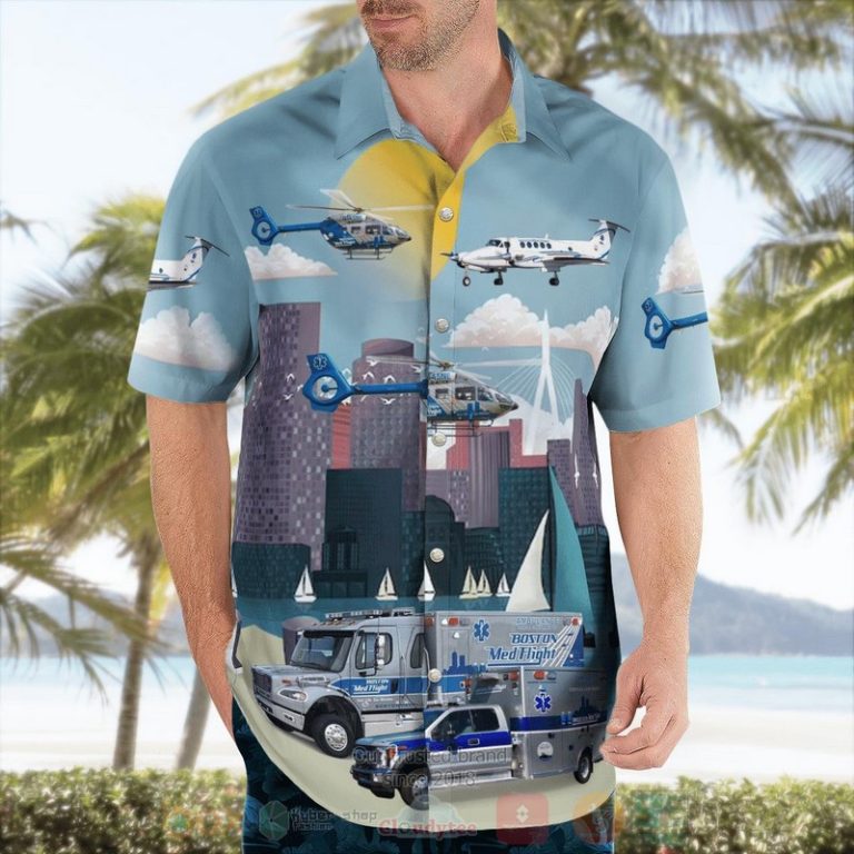 Bedford-Massachusetts-Boston-Medflight-Ambulance-And-Helicoptes-Hawaiian-Shirt-3