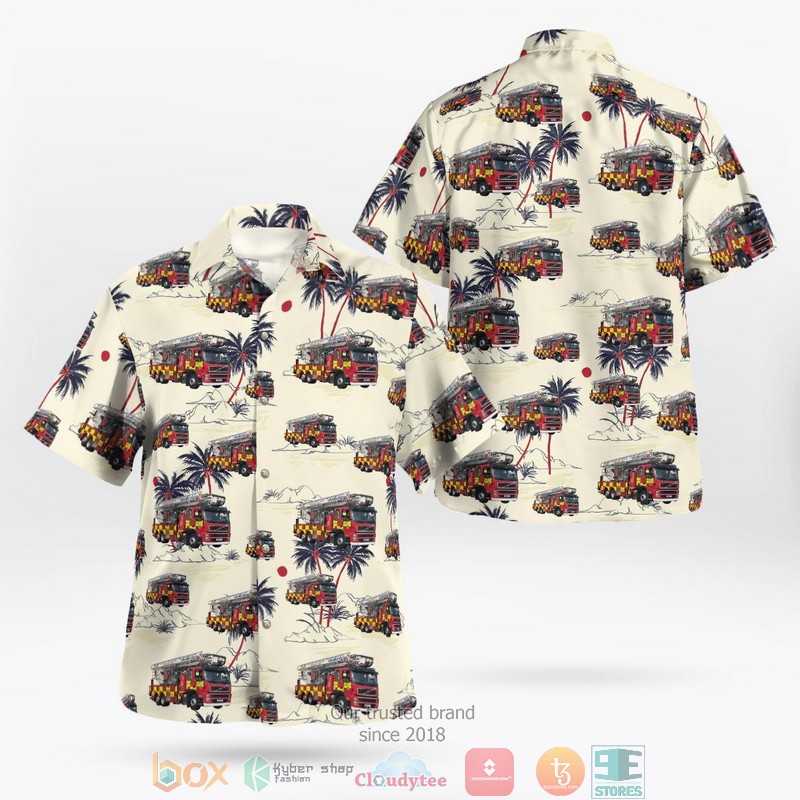 Bedfordshire England United Kingdom Bedfordshire And Luton Fire And Rescue Service Aerial Ladder Platform Hawaiian Shirt Bedfordshire England United Kingdom Bedfordshire And Luton Fire And Rescue Service Aerial Ladder Platform Hawaiian Shirt