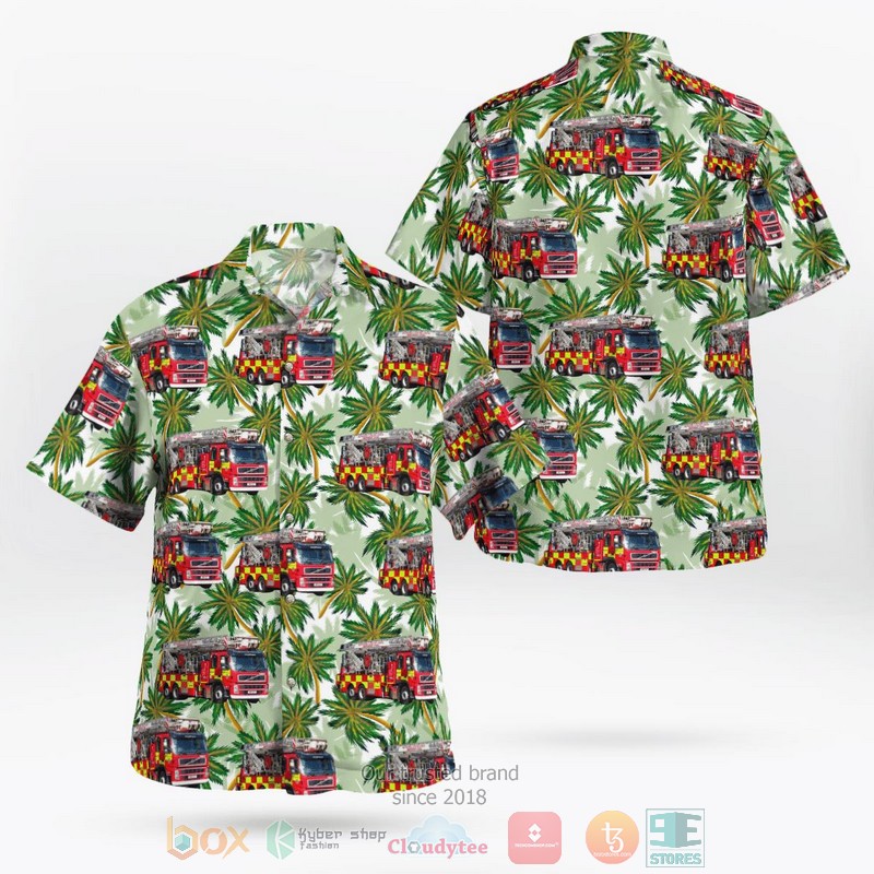 Bedfordshire Fire And Rescue Service Bronto Skylift Hawaiian Shirt Bedfordshire Fire And Rescue Service Bronto Skylift Hawaiian Shirt