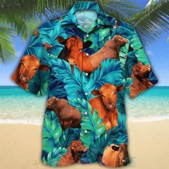 Beefmaster Cattle Short Sleeve Hawaiian Shirt