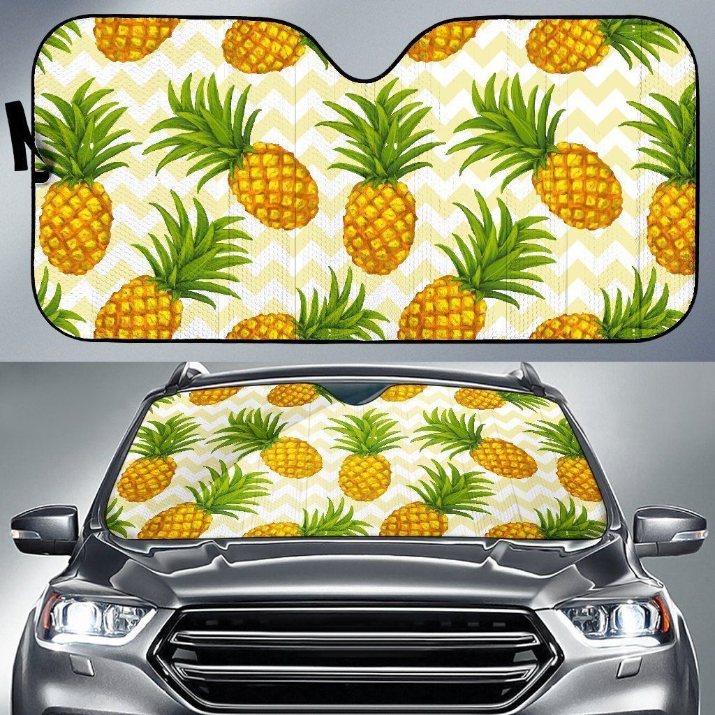 Beige Zig Zag Pineapple Car Auto Sun Shade Beige Zig Zag Pineapple Car Auto Sun Shade