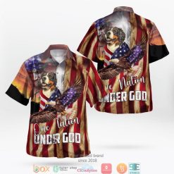 Bernese Mountain One Nation Under God Hawaiian Shirt