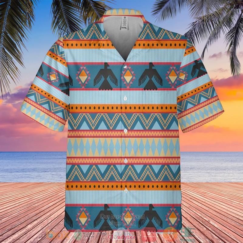 Bird Symbol Pattern Native Blue Hawaiian Shirt Bird Symbol Pattern Native Blue Hawaiian Shirt