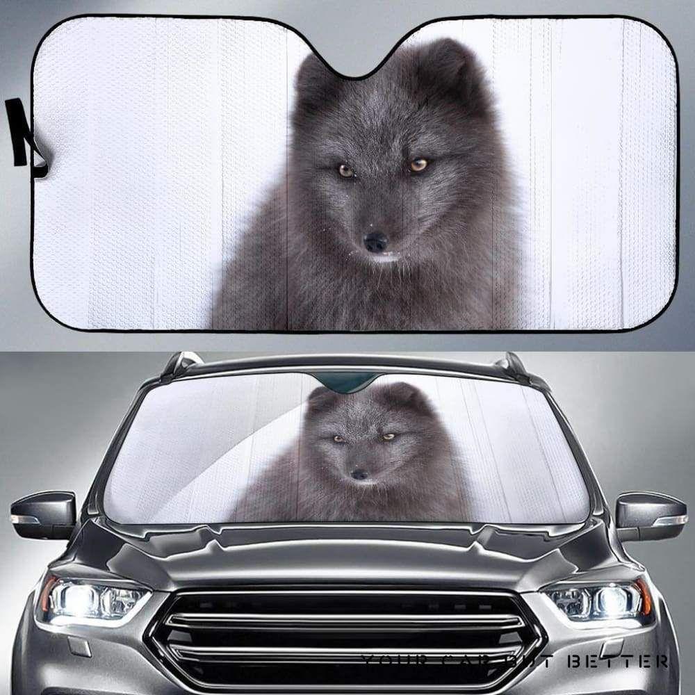 Black Arctic Fox Car Auto Sun Shade Black Arctic Fox Car Auto Sun Shade