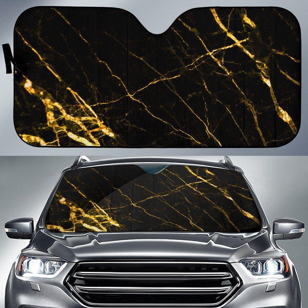 Black Gold Scratch Marble Car Auto Sun Shade Black Gold Scratch Marble Car Auto Sun Shade
