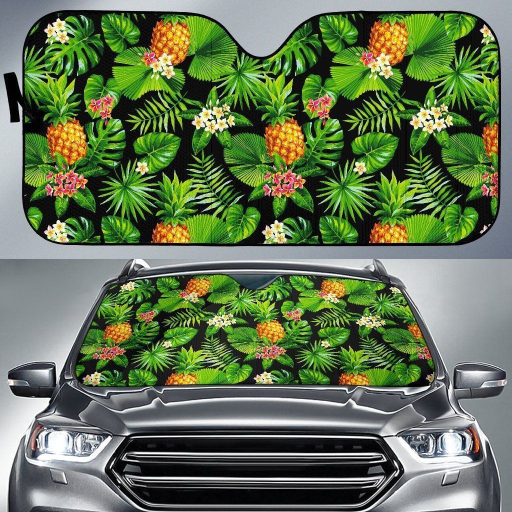 Black Hawaiian Pineapple Car Auto Sun Shade Black Hawaiian Pineapple Car Auto Sun Shade
