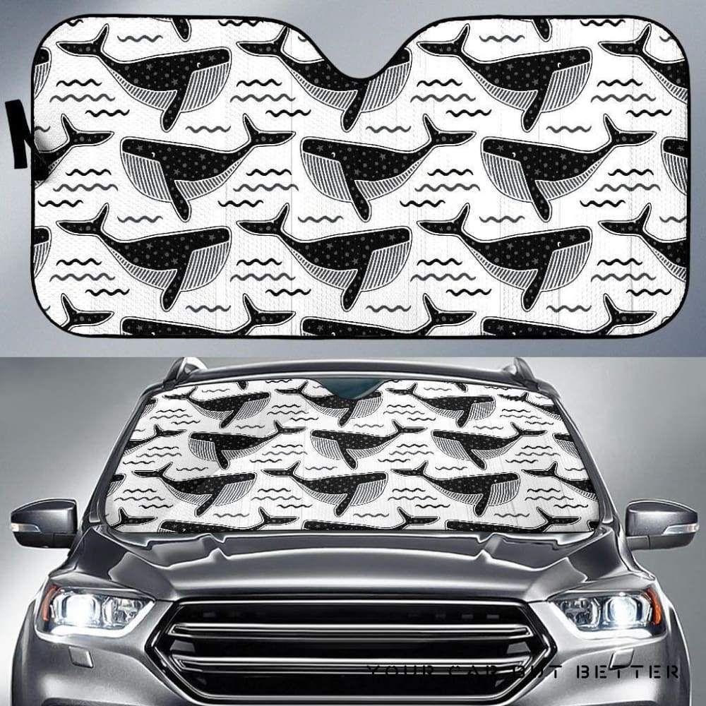 Black Whale Pattern Car Auto Sun Shade Black Whale Pattern Car Auto Sun Shade