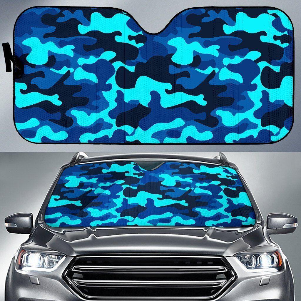 Blue And Black Camouflage Car Auto Sun Shade Blue And Black Camouflage Car Auto Sun Shade