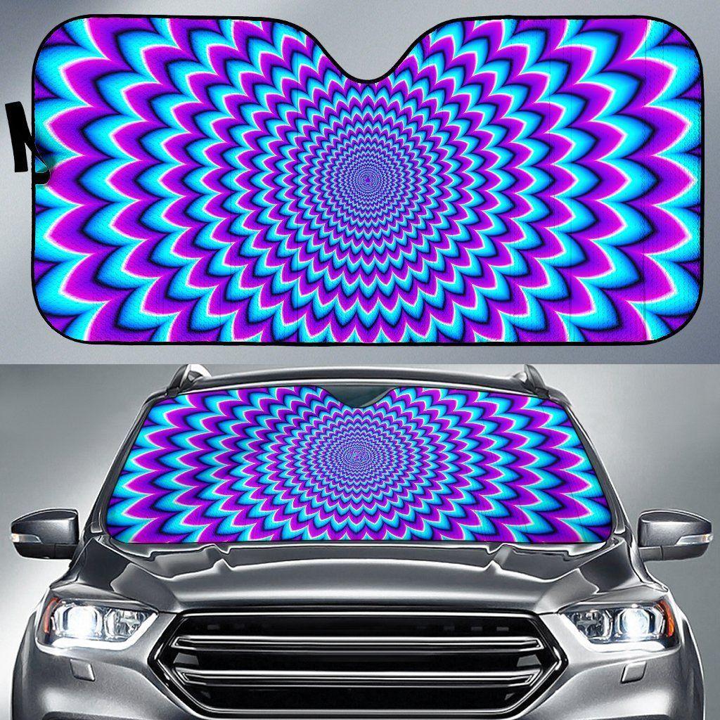 Blue Expansion Moving Optical Illusion Car Auto Sun Shade Blue Expansion Moving Optical Illusion Car Auto Sun Shade