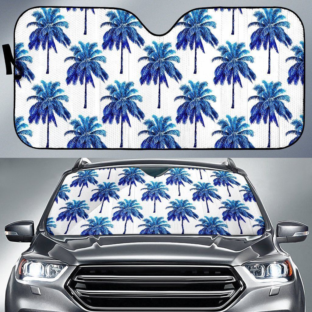 Blue Palm Tree Car Auto Sun Shade Blue Palm Tree Car Auto Sun Shade