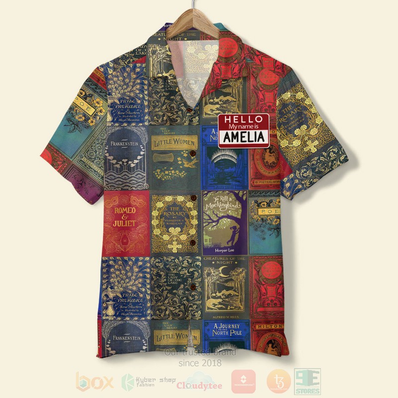 Book Lover Hello My Name Is Book Seamless Custom Name Hawaiian Shirt Book Lover Hello My Name Is Book Seamless Custom Name Hawaiian Shirt