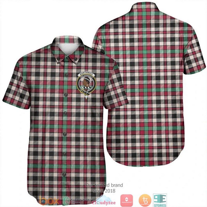 Borthwick Dress Ancient Tartan Crest Short Sleeve Hawaiian Shirt Borthwick Dress Ancient Tartan Crest Short Sleeve Hawaiian Shirt
