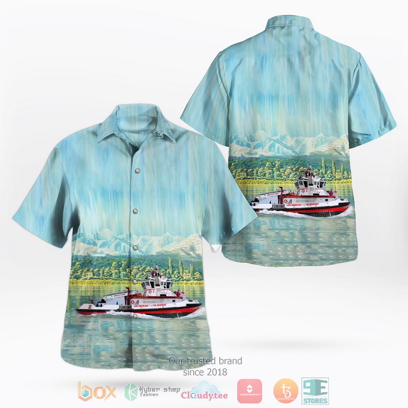 California Los Angeles City Fire Department Fireboat 2 Warner L Lawrence Hawaiian Shirt California Los Angeles City Fire Department Fireboat 2 Warner L Lawrence Hawaiian Shirt