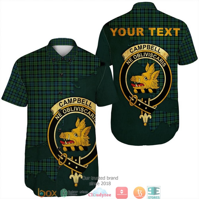 Campbell Ancient 02 Tartan Crest Personalized Short Sleeve Hawaiian Shirt Campbell Ancient 02 Tartan Crest Personalized Short Sleeve Hawaiian Shirt