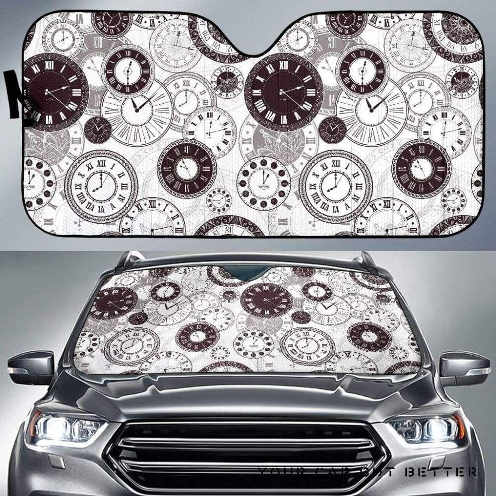 Classic Vintage Clock Pattern Car Auto Sun Shade Classic Vintage Clock Pattern Car Auto Sun Shade