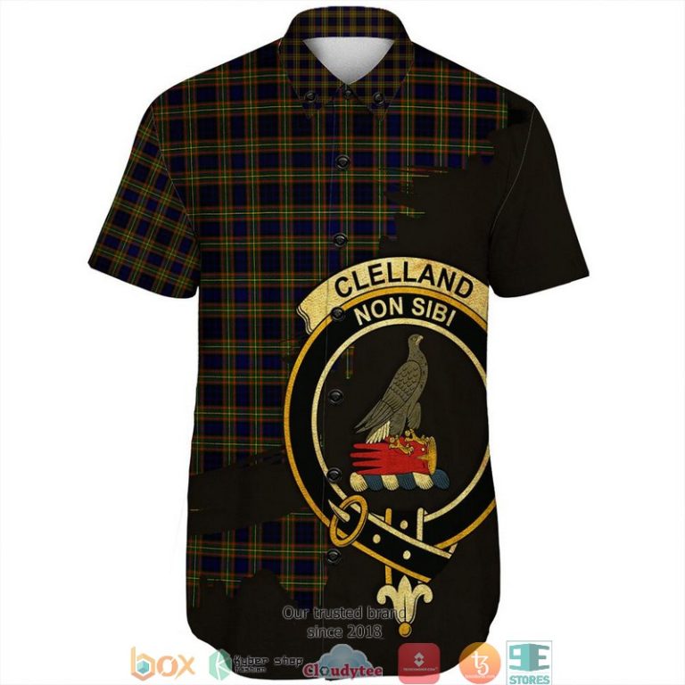 Clelland-Modern-Tartan-Crest-Personalized-Short-Sleeve-Hawaiian-Shirt-1