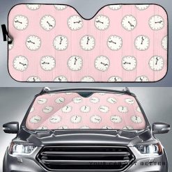 Clock Pattern Pink Blackground Car Auto Sun Shade