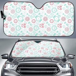 Clock Time Pattern Blackground Car Auto Sun Shade
