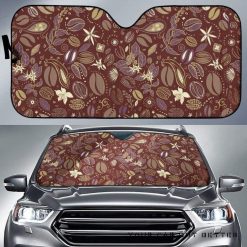 Coffee Bean Flower Pattern Car Auto Sun Shade