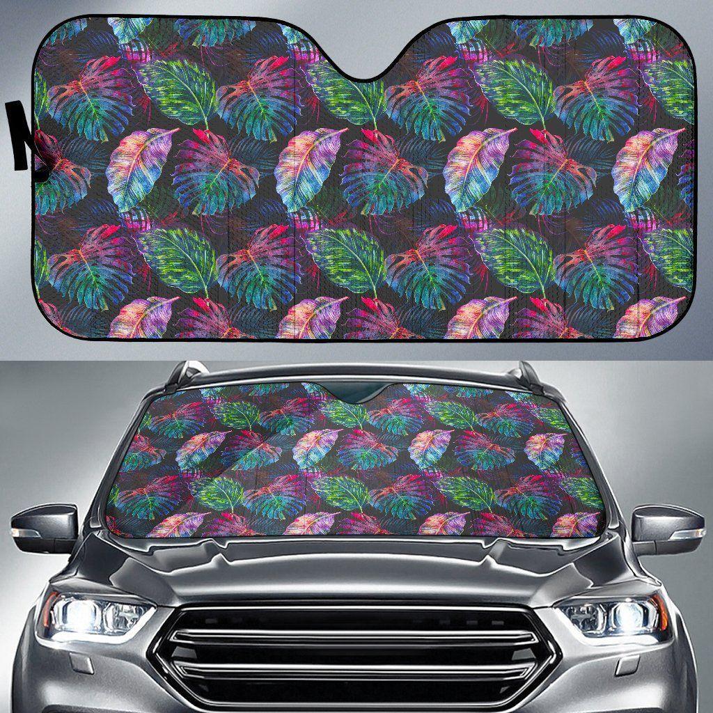 Colorful Tropical Leaves Car Auto Sun Shade Colorful Tropical Leaves Car Auto Sun Shade