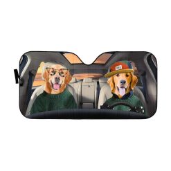 Cool Couple Golden Retrievers Car Auto Sun Shade
