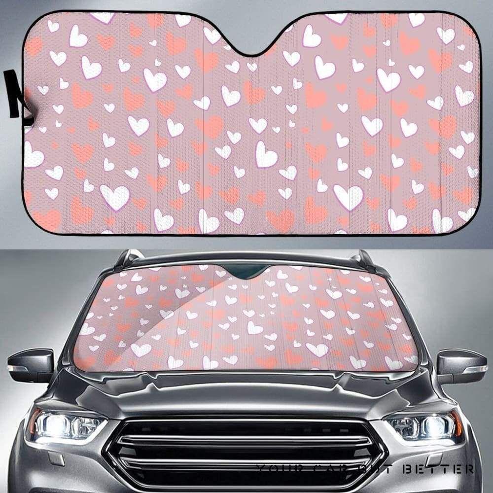 Coral White Heart Pattern Car Auto Sun Shade Coral White Heart Pattern Car Auto Sun Shade