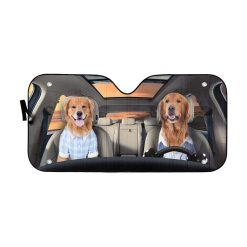 Couple Friend Golden Retrievers Car Auto Sun Shade