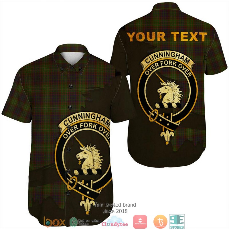 Cunningham Hunting Modern Tartan Crest Personalized Short Sleeve Hawaiian Shirt Cunningham Hunting Modern Tartan Crest Personalized Short Sleeve Hawaiian Shirt
