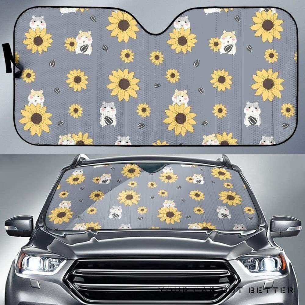 Cute Hamster Sunflower Pattern Car Auto Sun Shade Cute Hamster Sunflower Pattern Car Auto Sun Shade